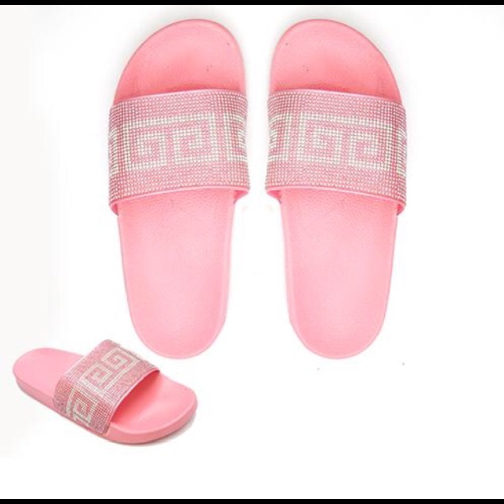 Pink Greek Design Slippers